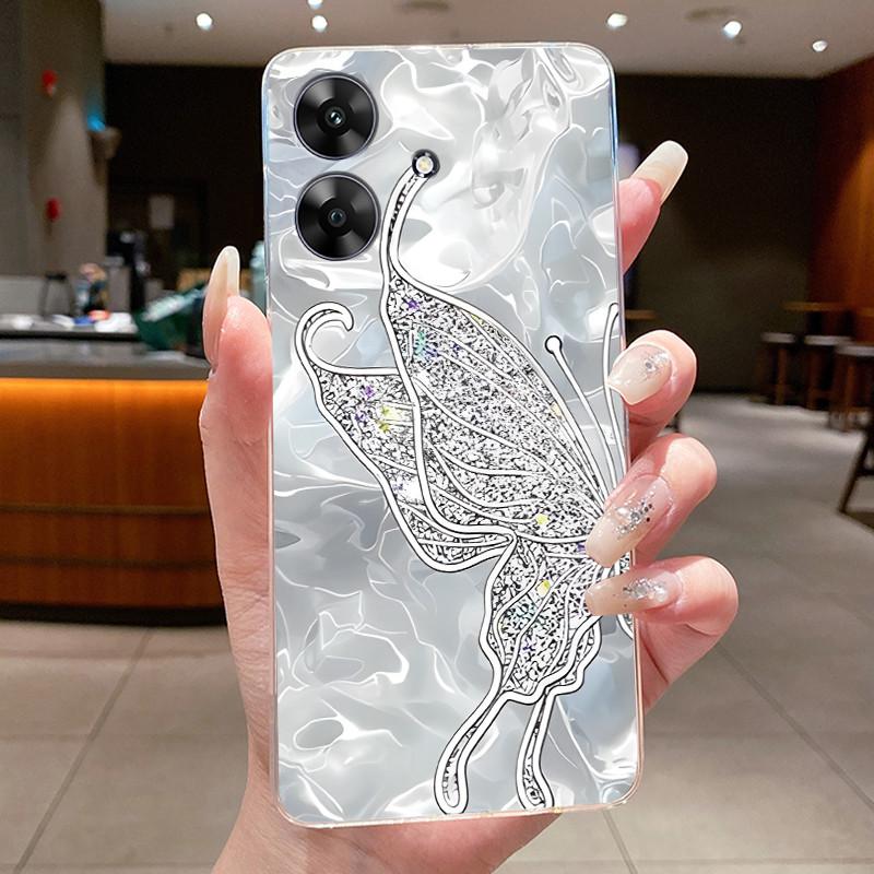 Чехол для Realme Note 60 RMX3933 Силиконовый Роскошный Цветок Бабочка Прозрачный Мягкий ТПУ Чехол Для Realme Note60 Note 60X 60 X Чехол для Телефона