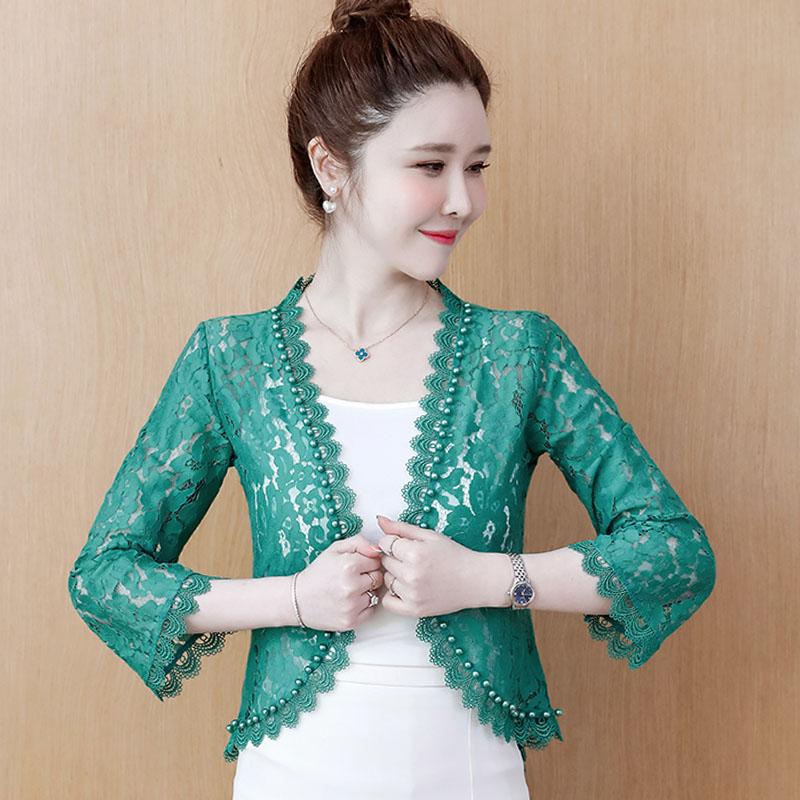 Мода 2023 г., летний новый кружевной кардиган с бисером, короткая куртка, женское пальто J138