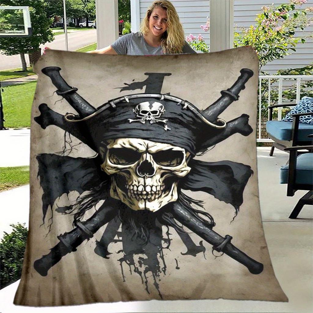 Pirate Skull Printed Blanket Flannel Blanket Lightweight Soft Comfortable Sofa Bed Blanket Blanket