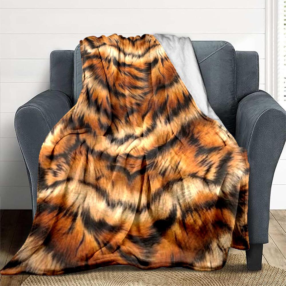 1PC Tiger Print Print Blanket, Soft Throw Blanket - Warm & Cozy for Couch, Bed, Office, and Travel yy250912189