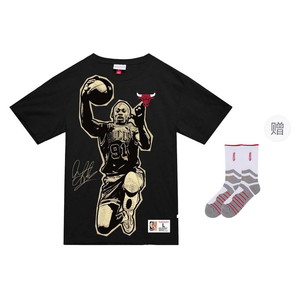 Мужская футболка Mitchell & Ness x NBA 100% Хлопок Черная MN25ATS19A
