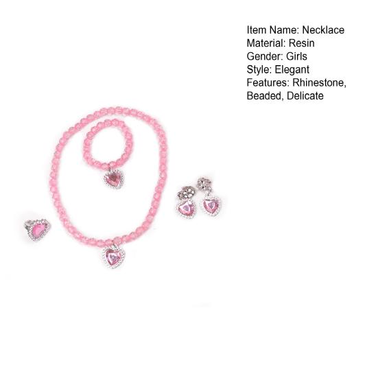 1 компл. ожерелье для девочек, игрушка, цветные, из бисера, элегантные, для ролевых игр, со стразами, браслет с сердечками и серьгами, комплект ювелирных изделий принцессы