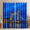 2pcs London Building Window Curtains Tower England Themed Retro London Thick Blackout Window Curtains Travel Scenery Famous City