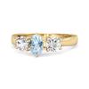Three Stone Natural Blue Topaz 925 Sterling Silver Gold Vermeil Engagement Ring