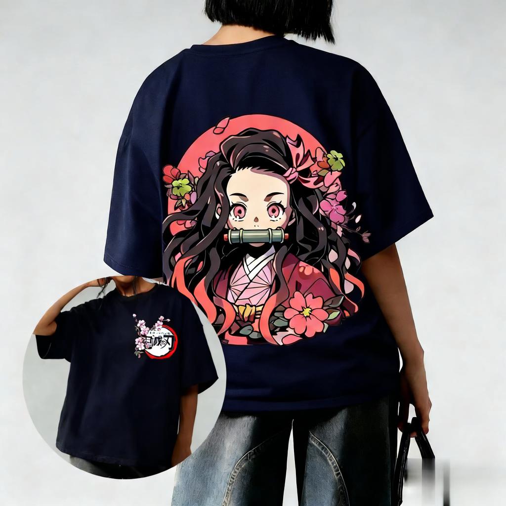 Demon Slayer Anime Printed Unisex and Women Tshirt Couple Street Fashion Casual Unisex and Women Top Summer Harajuku Y2K Streetwear