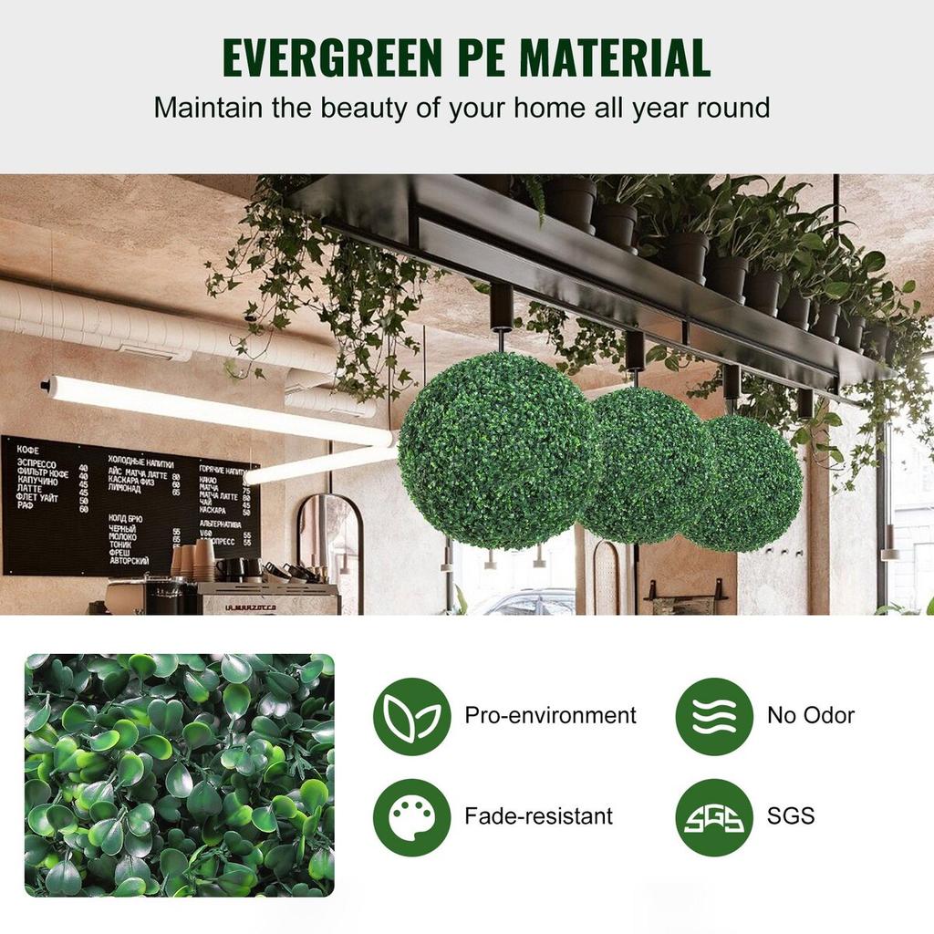 Artificial Topiaries Boxwood Trees, 20” Tall (2 Pieces), Ball-Shape Faux Topiaries Plant, All-year Green Feaux Plant Decorative Balls for Backyard,