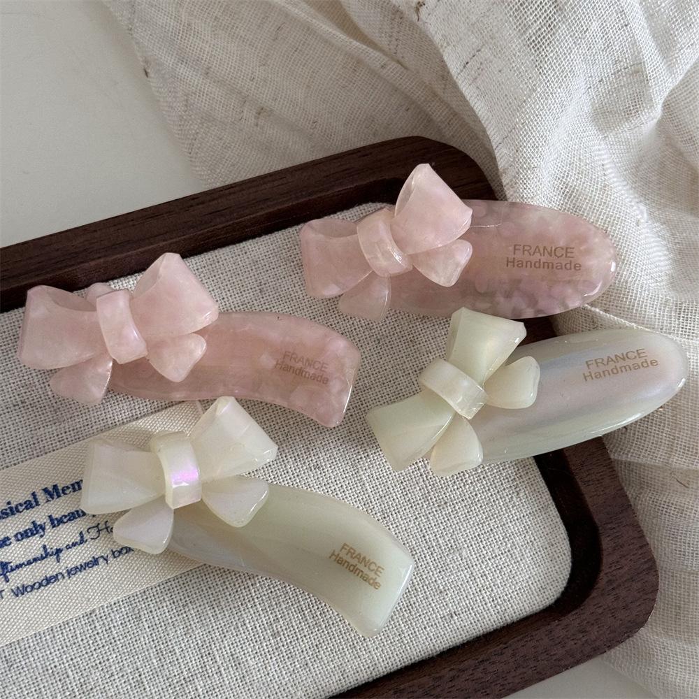 French Style Fashionable Hair Clips for Woman Tender Pink Acetate Pearl Alligator Clip Hair Ornament