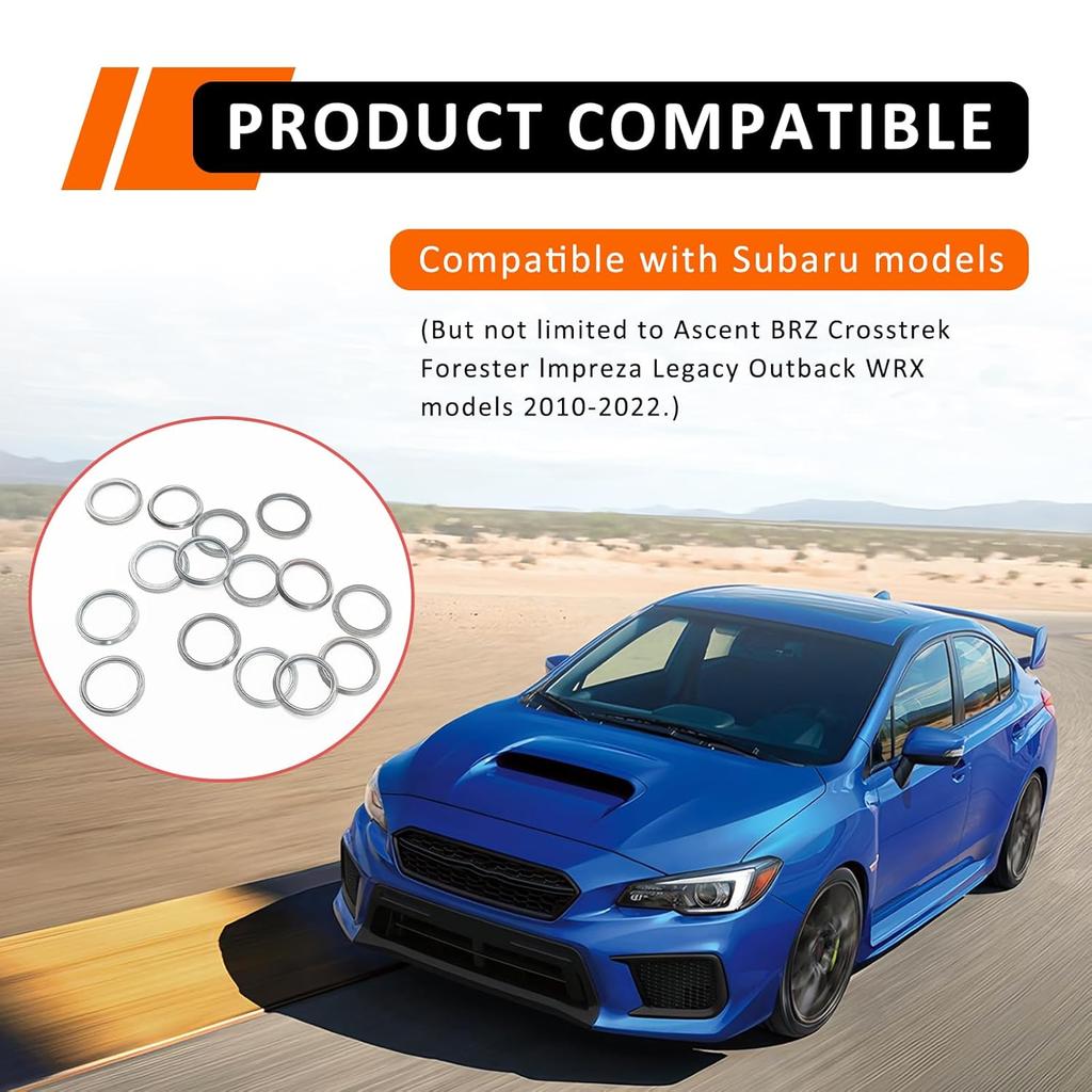 15PCS M16 Transmission Fluid and Oil Drain Plug Crush, 16mm Crush Washer Oil Drain Plug Part # PN 803916010 for Subaru 2010- Ascent BRZ Crosstrek