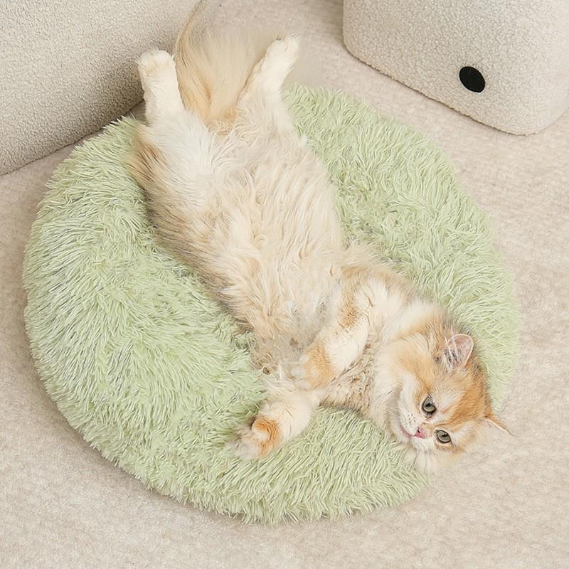 Long Plush Warm Round Pet Bed For Cats And Dogs All Seasons