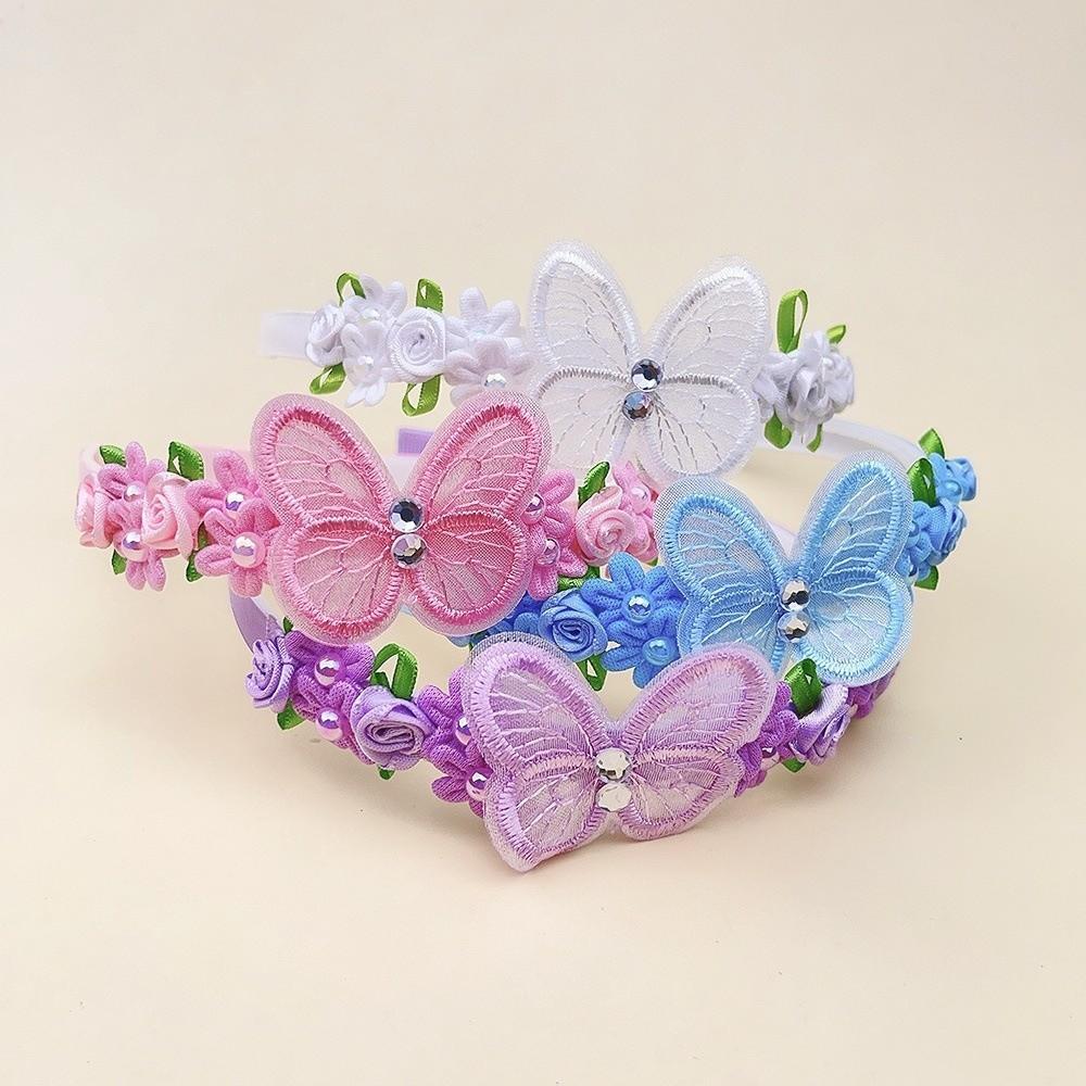 Handmade Children Girls Headband Flower Butterfly Kids Hair Head Hoop Bands Headdress Accessories