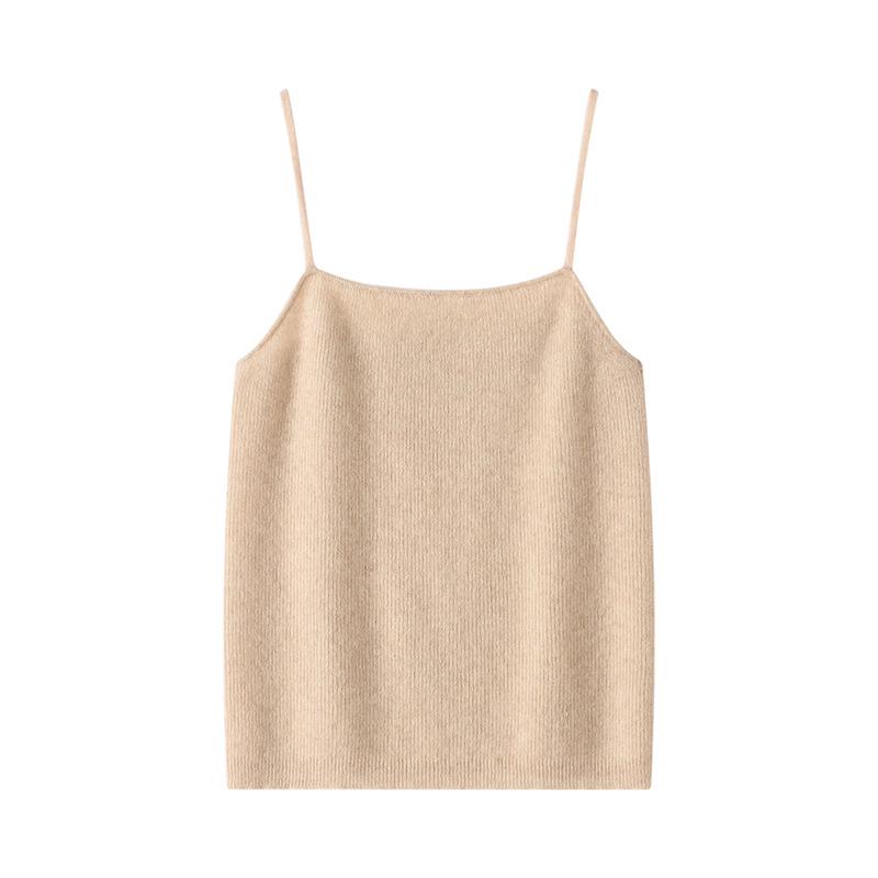 Women's Slim Fit Knit Cross Strap Tank Top - Sleeveless Cashmere Base Layer for Autumn/Winter