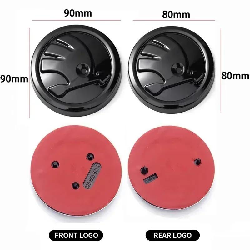 Skoda Car Trunk Stickers 80mm 90mm ABS Rear Emblem for Karoq Octavia Yeti Citigo Superb Fabia Kamiq Kodiaq VRS Rapid Front Hood