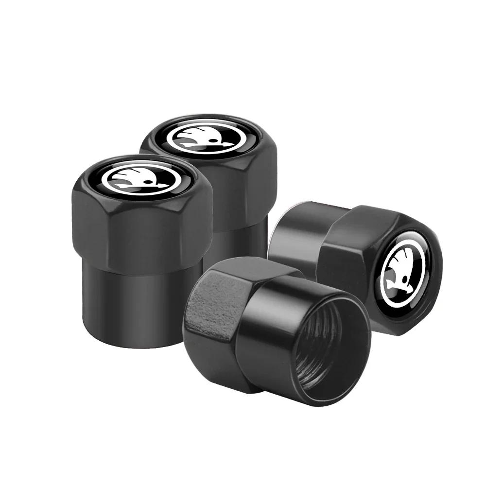 Car Sticker 2025 Hot 4pcs Car Wheel Tire Valve Caps Stem Case For Skoda Octavia Fabia Rapid Yeti Superb Octavia A5 A7 VRS S Embl