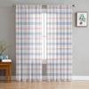Plaid Geometric Weave Voile Sheer Curtains For Living Room Window Chiffon Tulle Curtain Kitchen Bedroom Drapes Home Decor