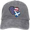 Interlocking Hearts American Scotland Flag Unisex Casual Denim Caps Dad Hat Cotton Adjustable Baseball Cap