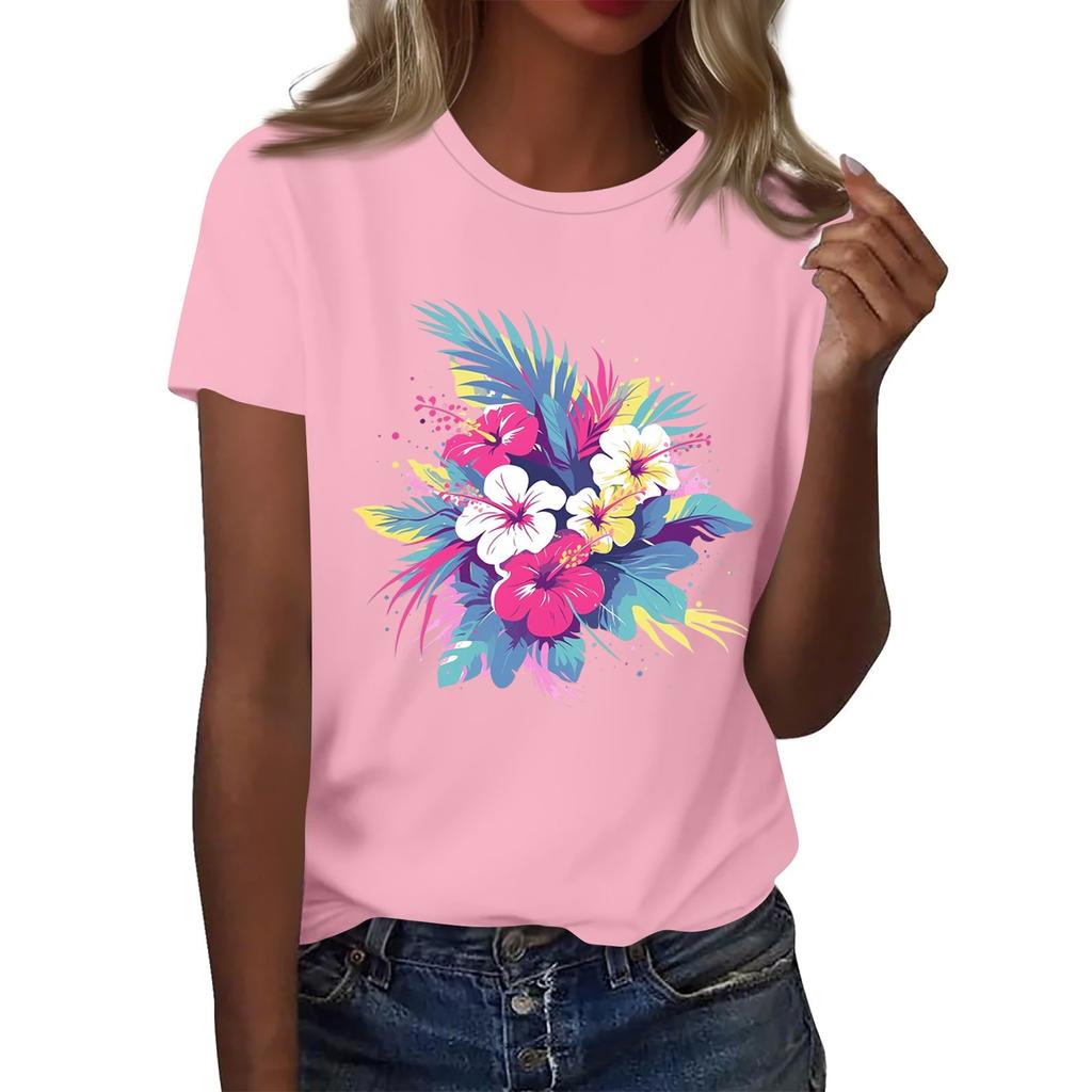 Женская мода повседневная футболка с круглым вырезом и короткими рукавами, топ, футболка, топ