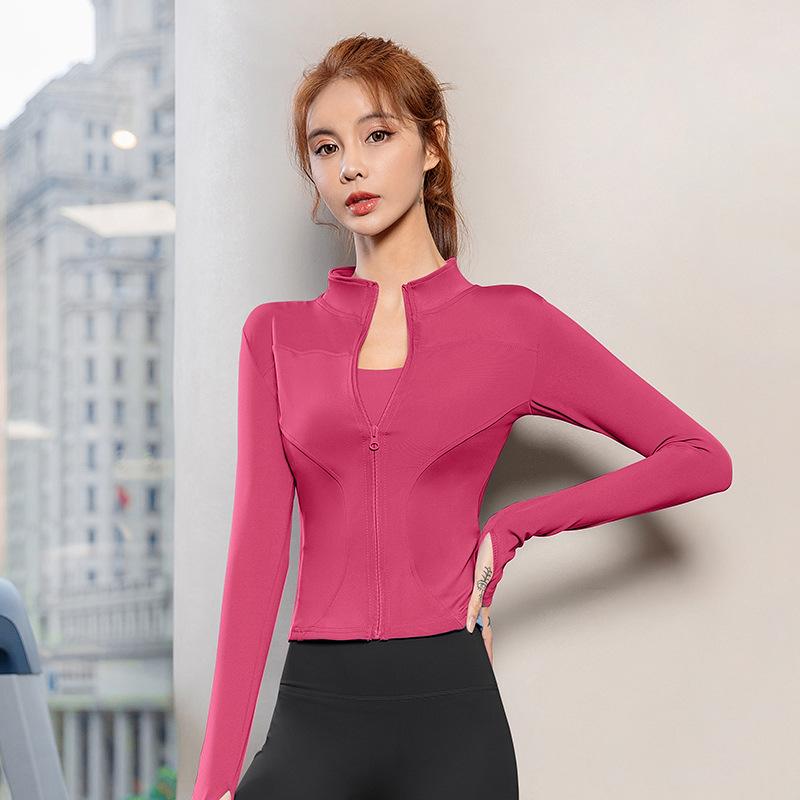 Sunscreen clothing Spring Internet celebrity fitness jacket women's zipper slim-fit quick-drying long-sleeved tight sports yoga clothing top