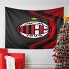 AC Milan Logo with Red and Black Design Pattern Wall Hanging Tapestry Decorative Tapestry Home Decor for Bedroom and Living Room
