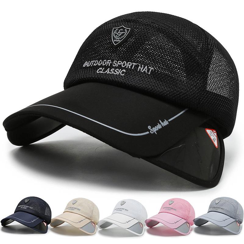 Hat Summer Outdoor Sunscreen Shade Mesh Hat Casual Sports Fashion Men's and Women's Baseball Cap Pull-out Brim