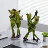 Waltzing Couple Frog Figurine Dancing Drinking Frog Statue Resin Animal Sculpture Home Office Indoor Outdoor Decoration Ornament
