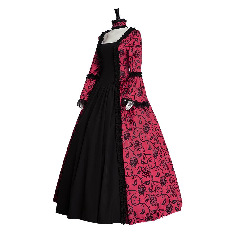 Medieval gothic women's clothing, court vintage print dress cosplay cosplay cos clothing factory