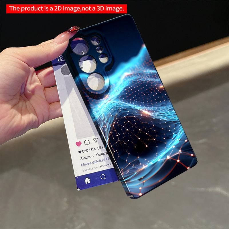 2DFlat Samsung phone case Blue Wave Network Glow Applicable to Galaxy S22 S23 S24 S25ULTRA S26 A12 A13 A14 A15 A16