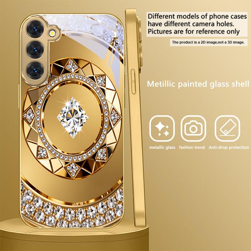 Изысканное ювелирное искусство Для Samsung Galaxy S26 S20 FE S21 S22 S23 Plus S24 Ultra S25Ultra S21+ S22Plus Золотой стеклянный чехол для телефона