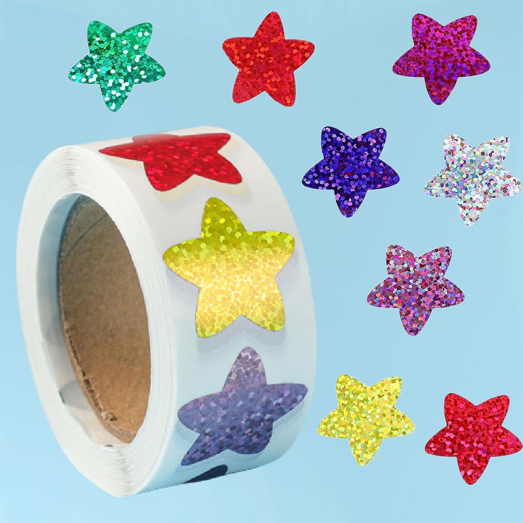 500 шт./рулон блестящие лазерные наклейки-звезды 1,0 дюйма/2,5 см сделай сам ежедневное расписание префект для детей школьников награды, праздничная печать
