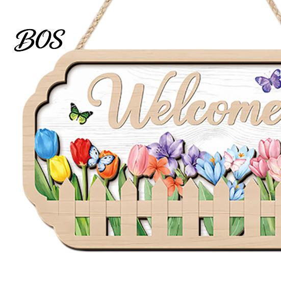 Wooden Hanging Sign Welcome Door for Front Door, Waterproof Sign, Hanger Decoration Home Farmhouse Garden Yard Porch