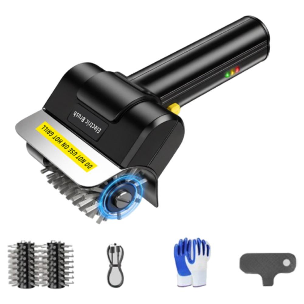 Stainless Steel Electric Grill Brush Portable Roller Grill Cleaner Brush  Outdoor Cooking