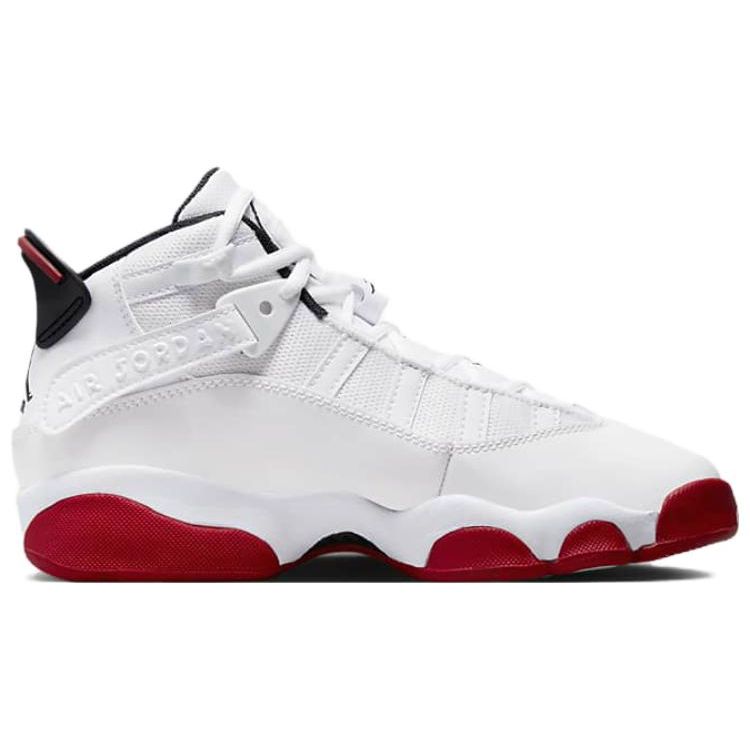 Кроссовки Air Jordan 6 Rings GS Белые Университетский красный Детские Черные 323419-160