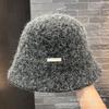 Autumn and winter French elegant beige bucket hat women's literary solid color simple plain versatile bucket hat thermal basin hat