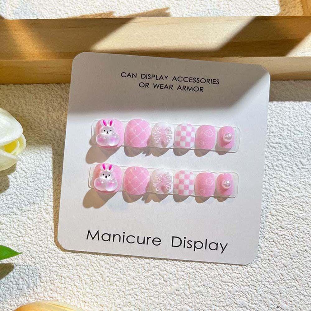 Flower Kids Cartoon Fake Nails Bears Cartoon Nail Accessories Children False Nails Kids Toys