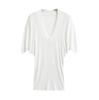 Summer new female American hottie pure desire wind lazy loose big V neck waist thin scimitar bat short sleeve T-shirt