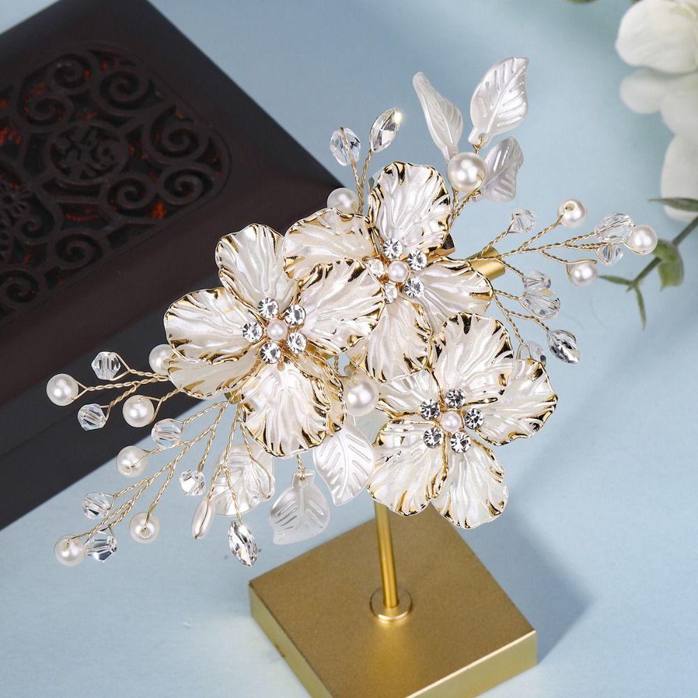 Handmade Bride Headdress White Wedding Hairpin Exquisite Bridal Headwear Hair Jewelry