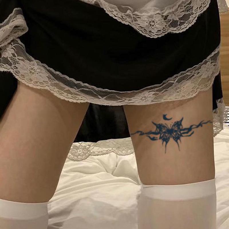 Butterfly Herbal Juice Tattoo Sticker Waterproof Female Scar Covering Real Geisha Trendy Cool Flower Arm Back Simulation Tattoo