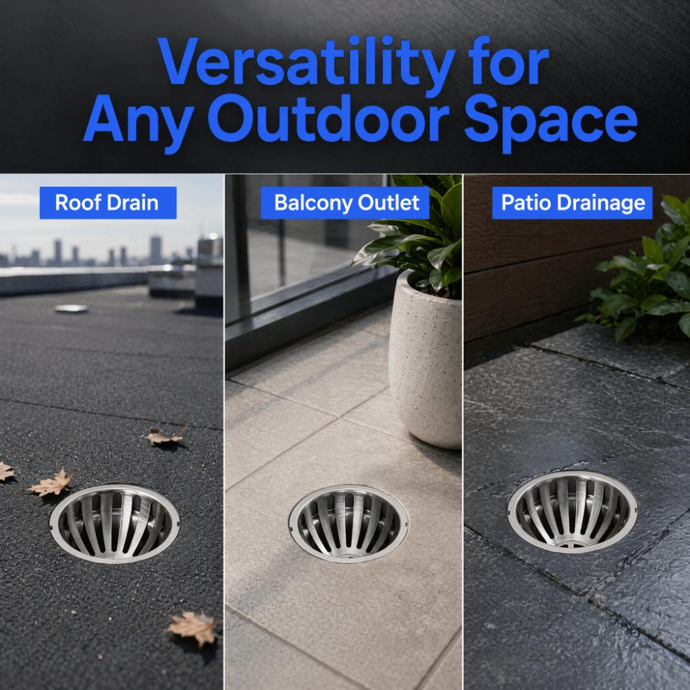 2PCS Round Shape Floor Drain Cover Stainless Steel Ground Drain Strainer Storm Drain Filter Yard