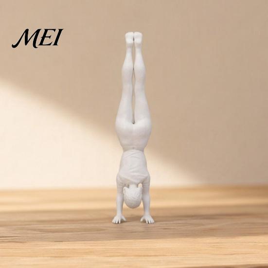 3D Printed Statue Inverted Girl Figurine, Athlete Statue, White Sporty Sculpture for Home Table Shelf Decor Minimalist Art Piece