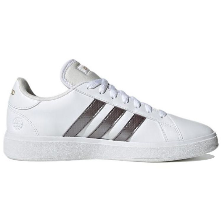 Adidas Neo Grand Court Lightweight Slip Resistant Durable Low Top Skate Shoes Women Sneakers White Silver HR0248