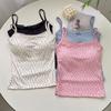 Women's Floral Lace Patchwork Sweet Suspender Vest Top with Chest Pad