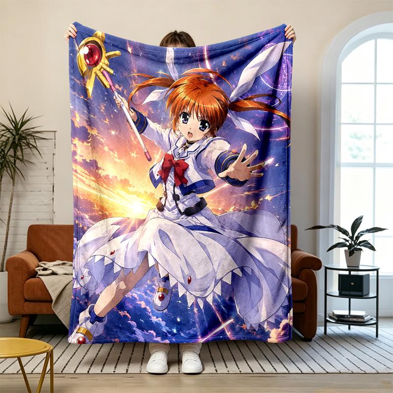 Magical Girl Nanoha Soft and comfortable flannel Suitable for sofas living rooms outdoor camping travel and also makes a great anniversary gif