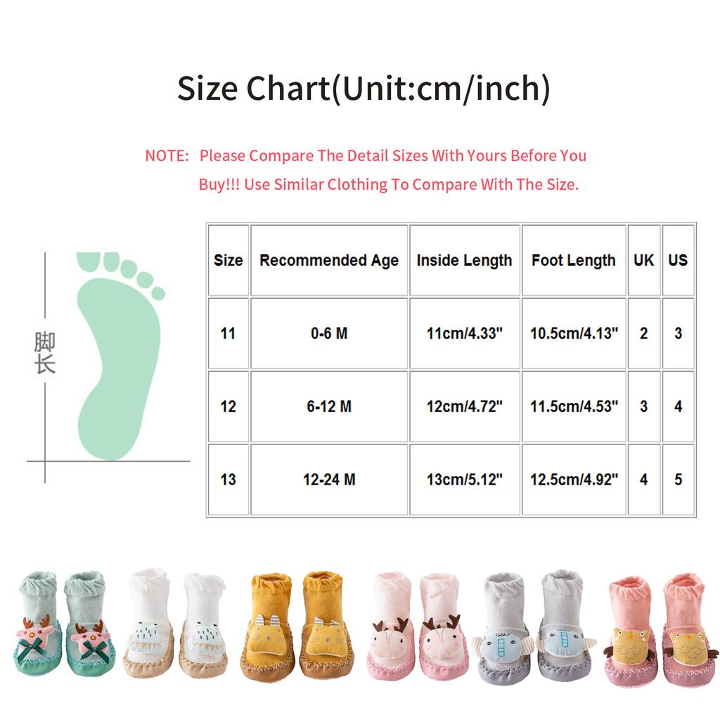 Newborn Baby Cartoon Newborn Baby Girls Boys Anti-Slip Socks Slipper Shoes Boots