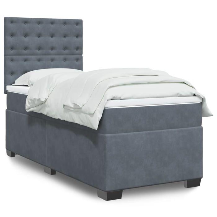 Maison Exclusive - Sommier à lattes de lit et matelas Gris foncé 80x200 cm Velours