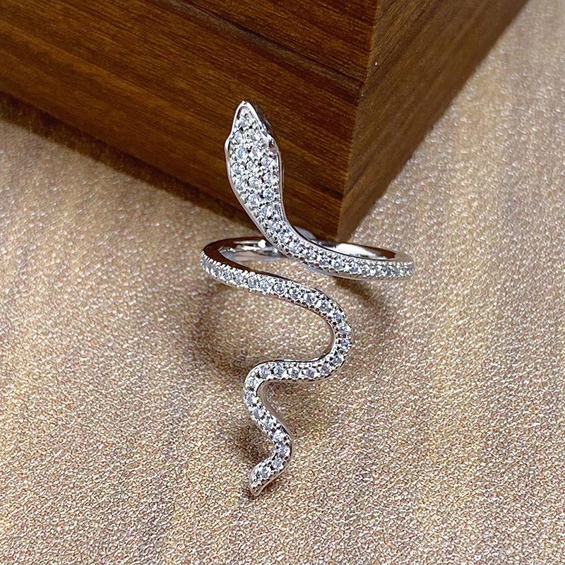 Halloween Punk Serpentine Zir*****Pen Ring Spirit Snake Series Personality Niche Hip Hop Ring Girl