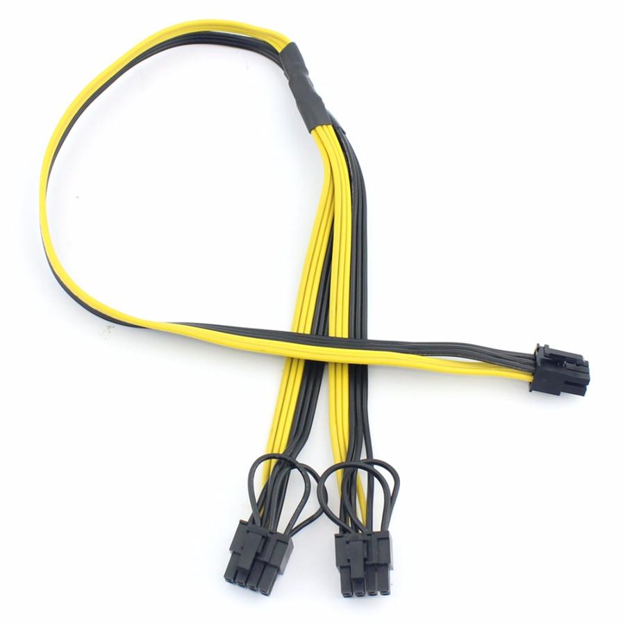 PCI-E PCI Express 6Pin на двойной 2-портовый 8Pin 6+2Pin адаптер кабель питания для видеокарты GPU модуль провод 18AWG 50см+20см разветвитель майнер