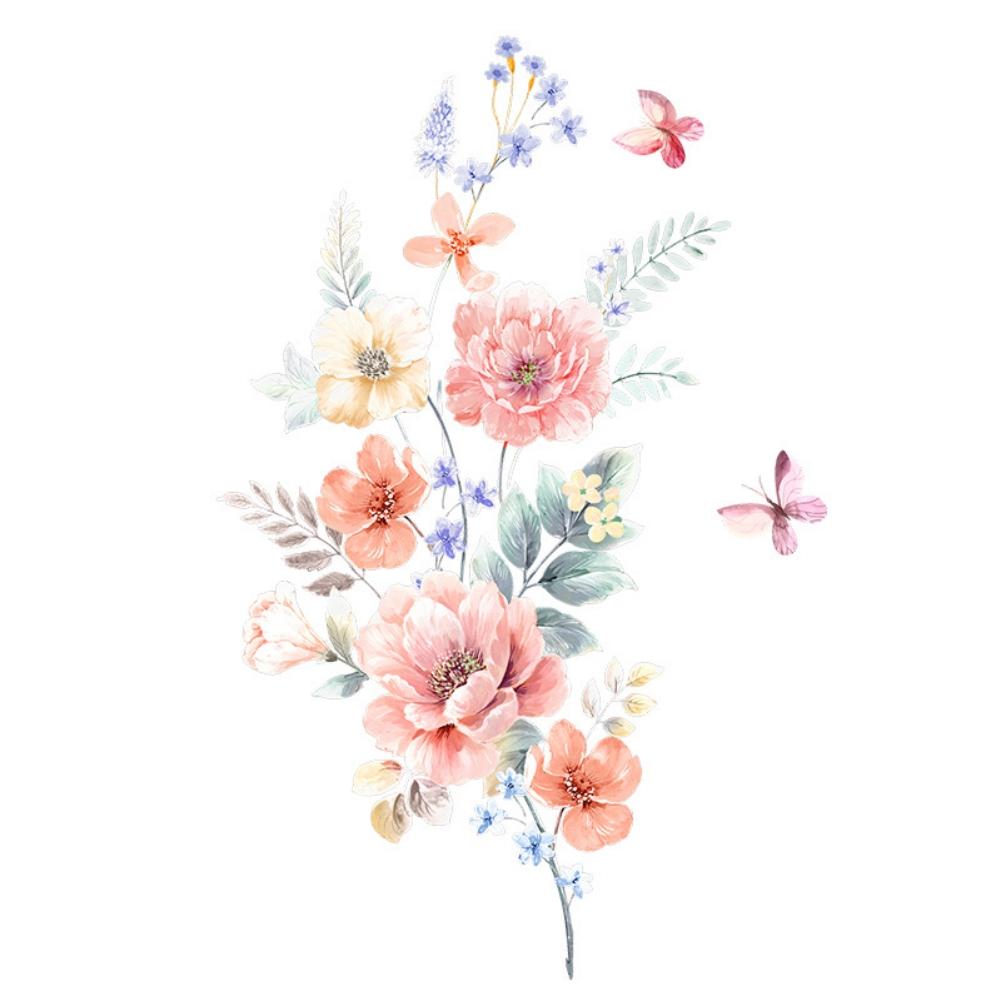 Романтическая наклейка на стену акварелью в форме цветка для шкафов и поверхностей