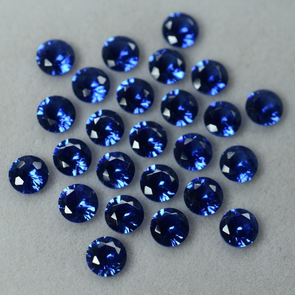 Natural Blue Sapphire Loose Gemstone 20 pcs Round Cut Jewelry Grade Lot September Birthstone Gift