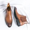 Luxury Brand Side Zipper Chelsea Boots Casual Dress Shoes Men's Formal Boots British Style High Top Leather Ankle Boots for Men