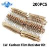 200PCS/Set 20 Kinds 1W Resistance 5% Carbon Film Resistor Pack Assorted Kit,10 Ohm ~1M 6.8K 10K 22K 47K 68K 1M Resistors