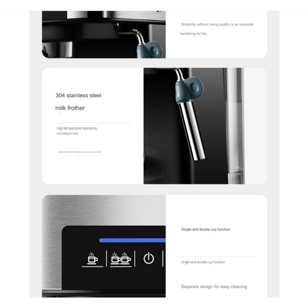 Итальянская кофемашина, бытовая небольшая полуавтоматическая офисная кофемашина с паром высокого давления и вспениванием молока